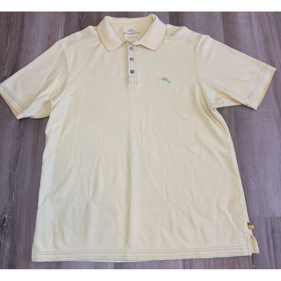 Tommy Bahama Mens Short Sleeve Polo Shirt Yellow Golf Island Vacation Large - Picture 2 of 6